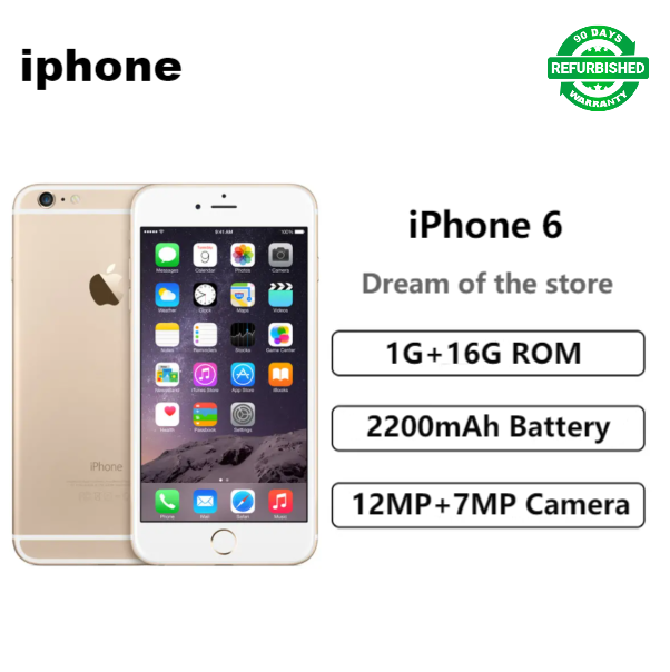 Refurbished iPhone6 1GB+64GB Smart Phone Unlock 4.7inch 2G/3G/4G LTE15MP+8MP Camera Single Sim less than 2200mAh Phones