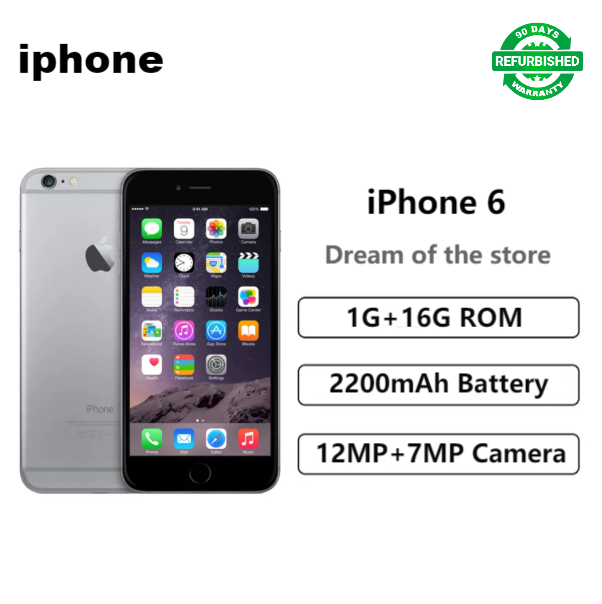 Refurbished iPhone6 1GB+64GB Smart Phone Unlock 4.7inch 2G/3G/4G LTE15MP+8MP Camera Single Sim less than 2200mAh Phones