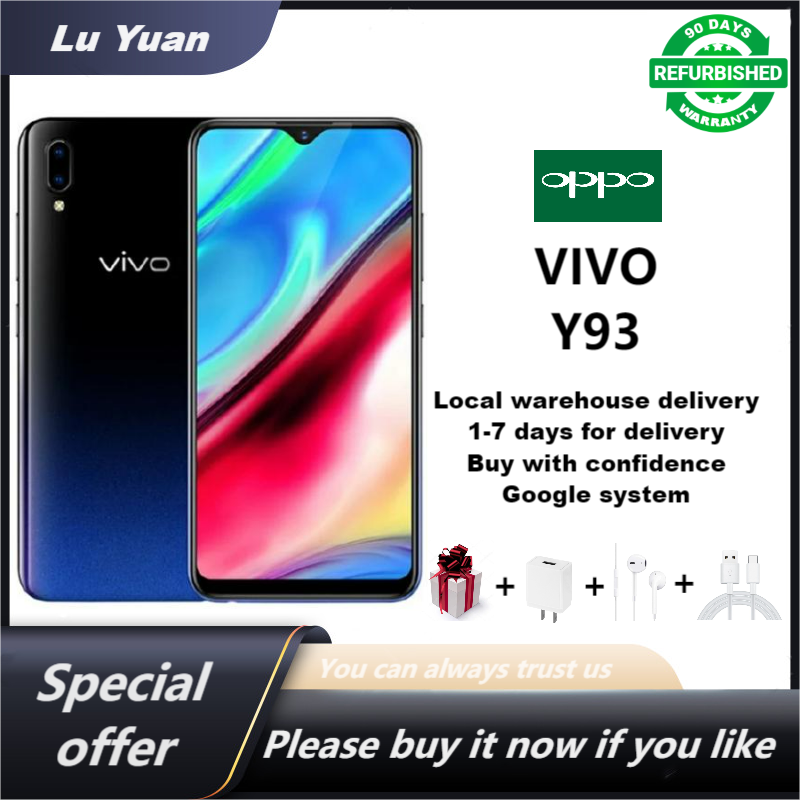 Refurbished VIVO Y93 Y93S 128GB+4GB 6.2-inch 13mp+8mp Face Wake up Face Recognition Brush Face Unlock AI Smart Dual Camera Smart Feature Random phone