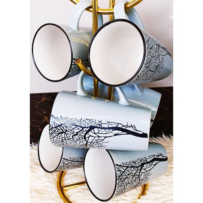 Classy And Elegant Set Of 6 Long Tree Mugs