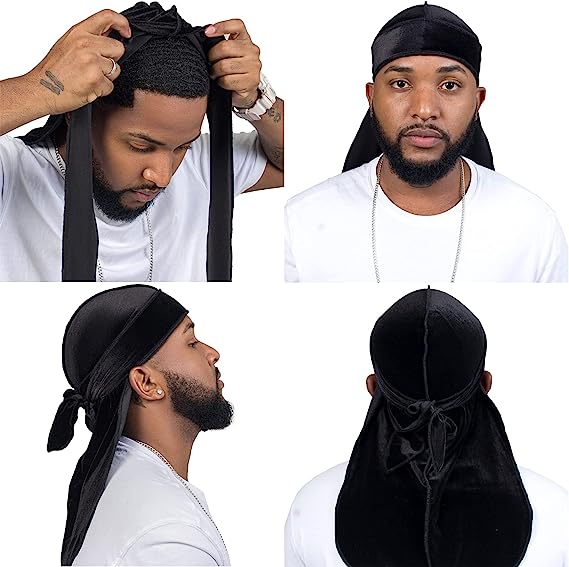 Velvet Black Durag Men Durag 360 Wave With FREE WAVE CAP