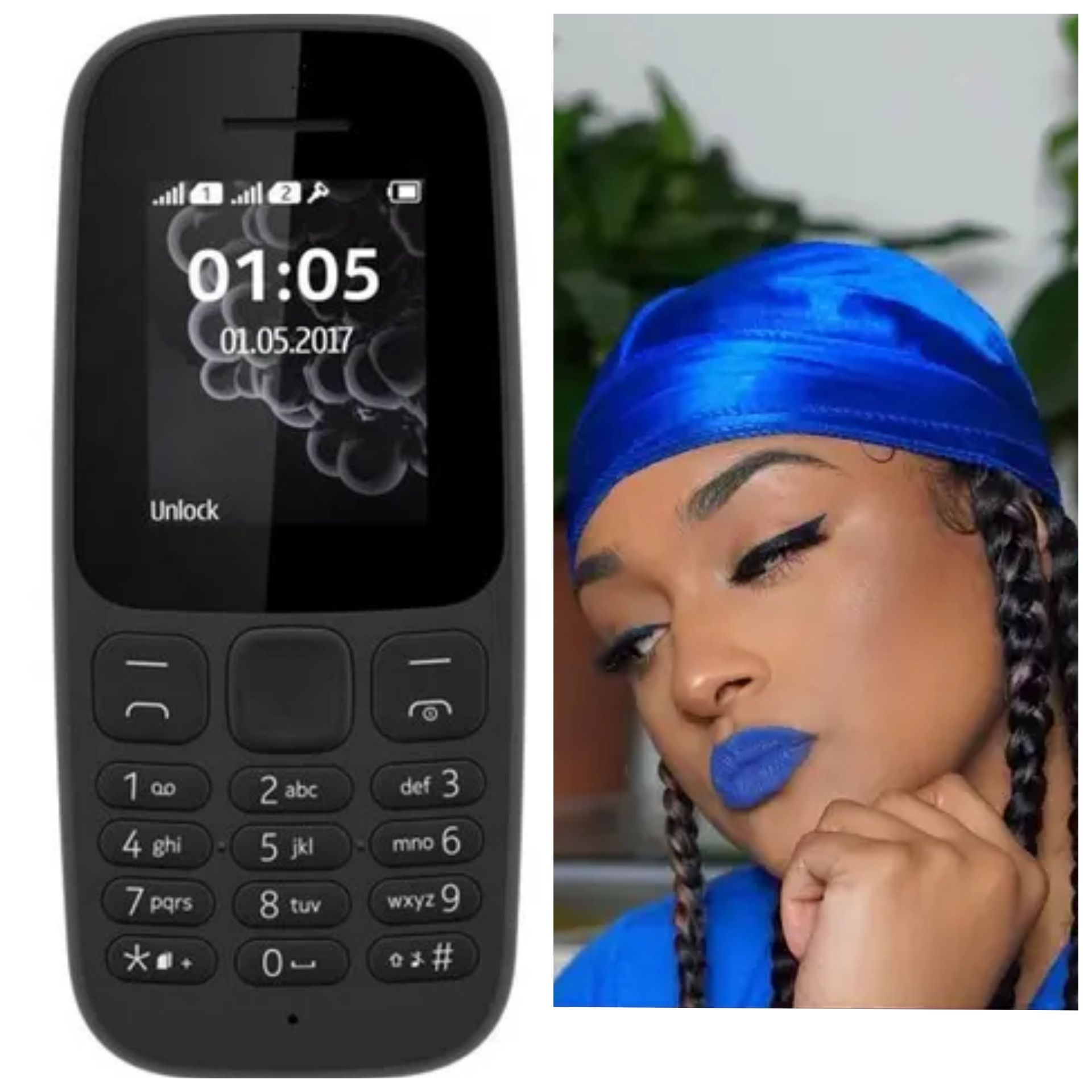 Nokia Nokia106 1.77" Dual SIM with FM Radio and Torch + Silky Durag For Men Wave Cap Satin Dorag For Men Women 360 Wave