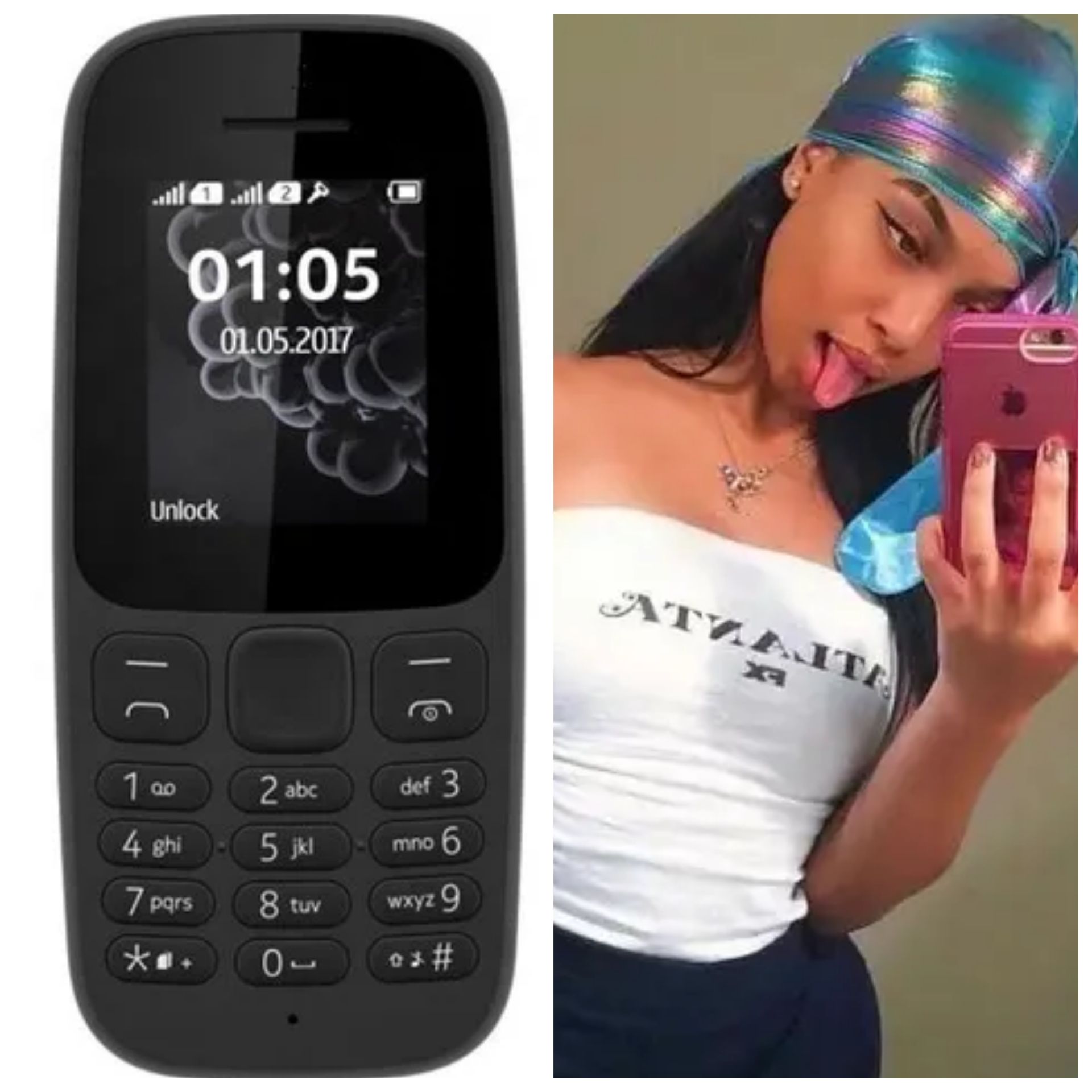Nokia Nokia106 1.77" Dual SIM with FM Radio and Torch + Silky Durag For Men Wave Cap Satin Dorag For Men Women 360 Wave