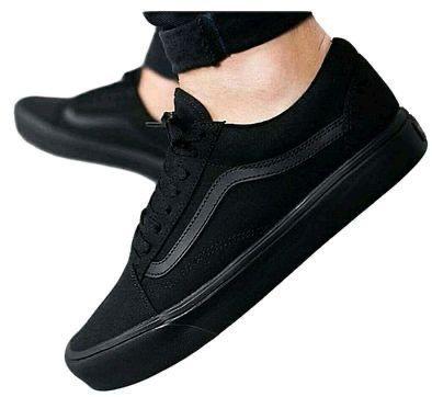 Pure Black Skater Vans Men Fashion Shoes
