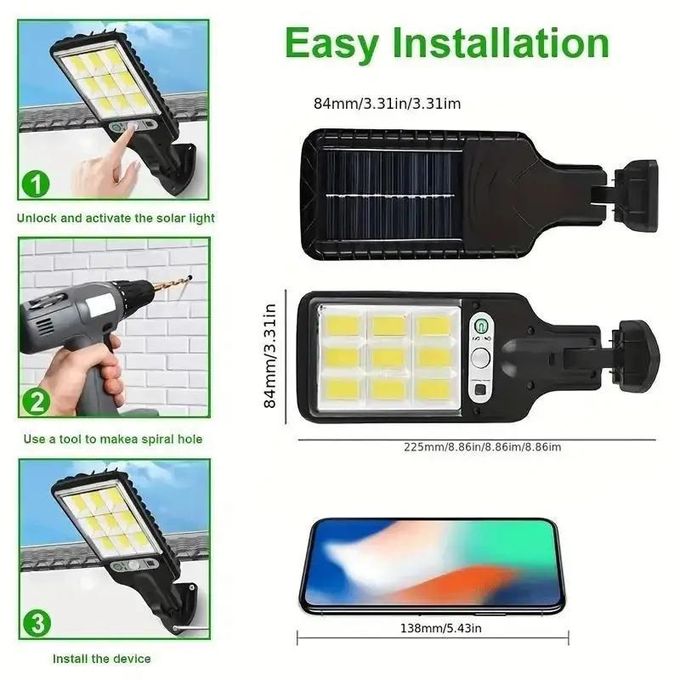 Solar Light Outdoor Solar Wall Light LED Motion Sensor Bright Flood Street Lamp with 3 Modes