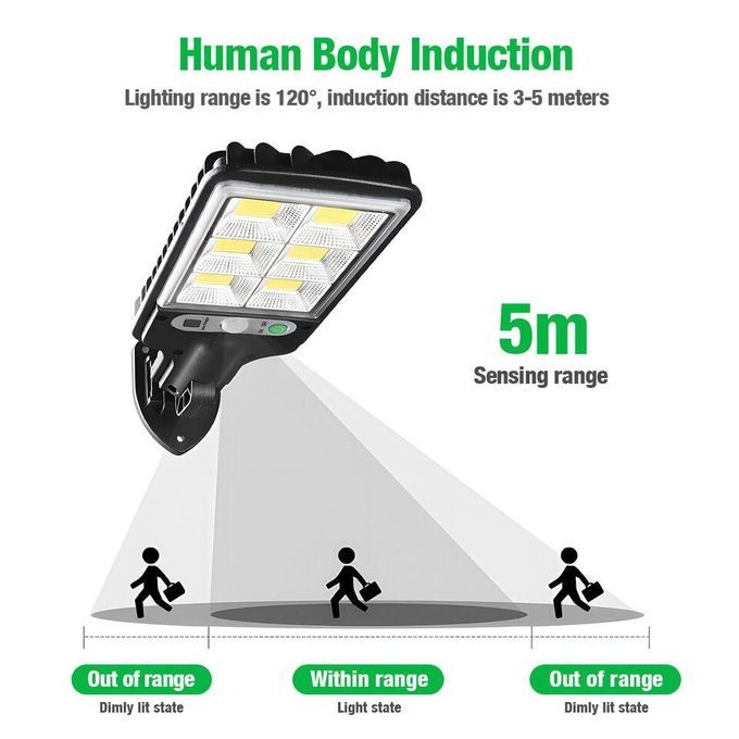 Solar Light Outdoor Solar Wall Light LED Motion Sensor Bright Flood Street Lamp with 3 Modes