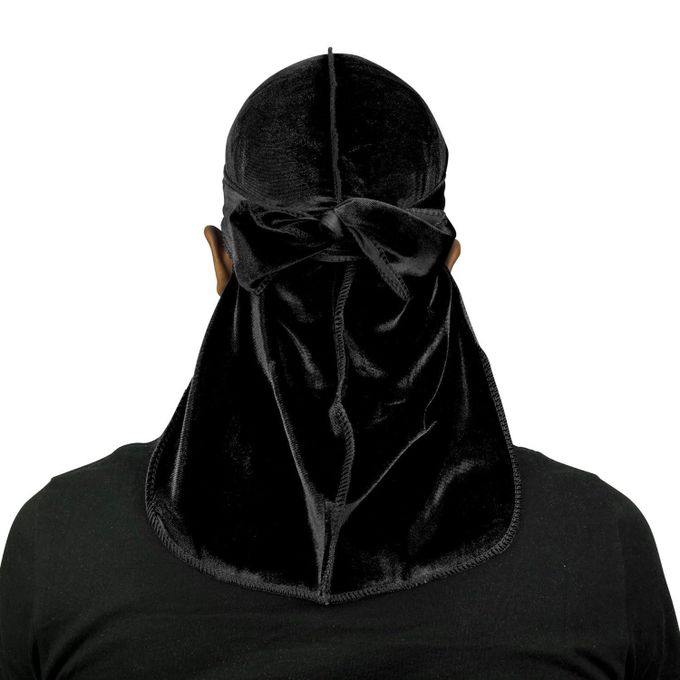 QUALITY GUARANTEED - Premium Silk/Velvet/Bandana Black Durags with Long Tail Colorful 360 Waves Cap Doo rag for Men Du-rag