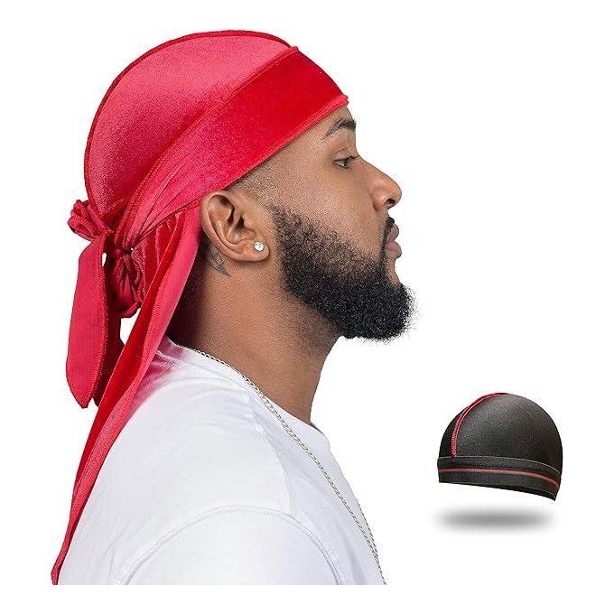 Velvet Red Durag Men Durag 360 Wave With Free Wave Cap