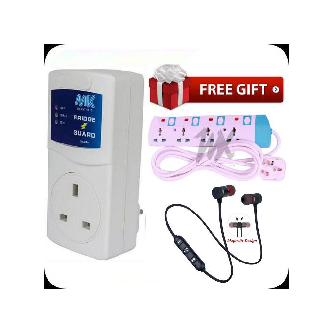 MK Affordable Heavy Duty FRIDGE GUARD For Hisense , Samsung & All Fridges/Refrigerators Protector + Free 4Way Power King Extension & Neckband Bluetooth Earphone