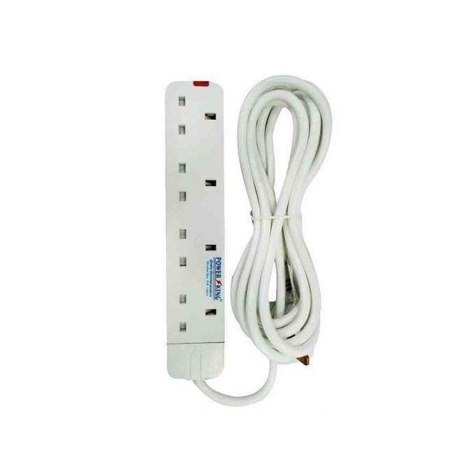 Power King Best Affordable Maximum Rate 13Amps Best 4 Way Power Extension With Long Cable // Power Extension - White