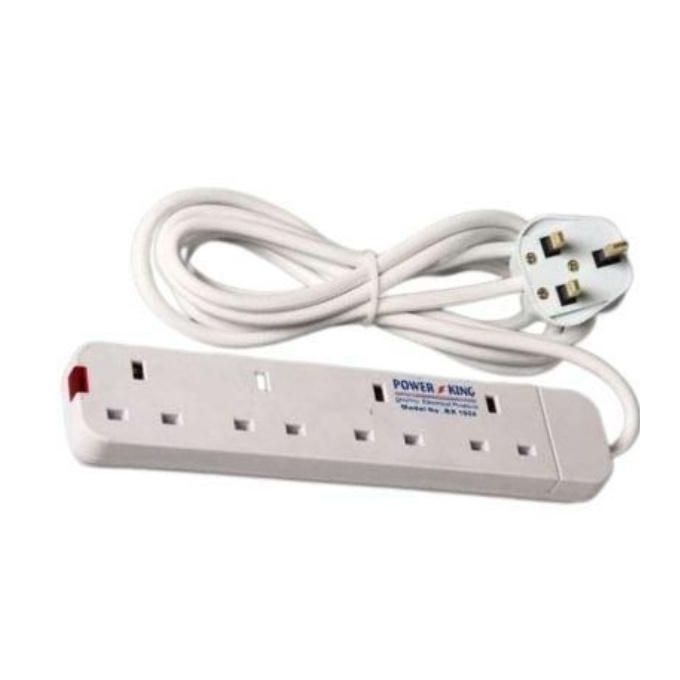 Power King Best Affordable Maximum Rate 13Amps Best 4 Way Power Extension With Long Cable // Power Extension - White