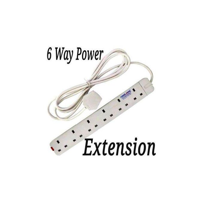Power King High Quality Durable 6 Way Power Outlet Extension With Long Cable For Nunix, Ramtons & Vitron Single Door Fridge Energy Efficient