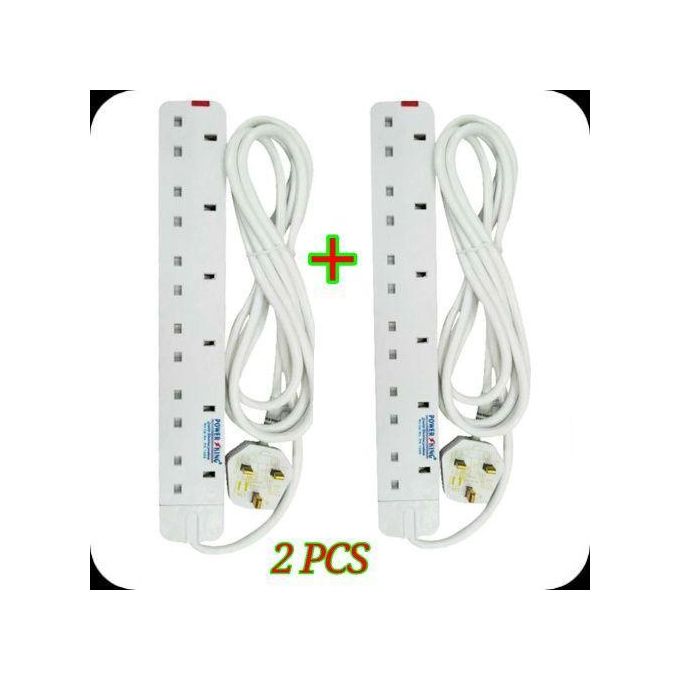 Power King 6 Way Power Extension // 2 Power Extension Socket LONG Cable .