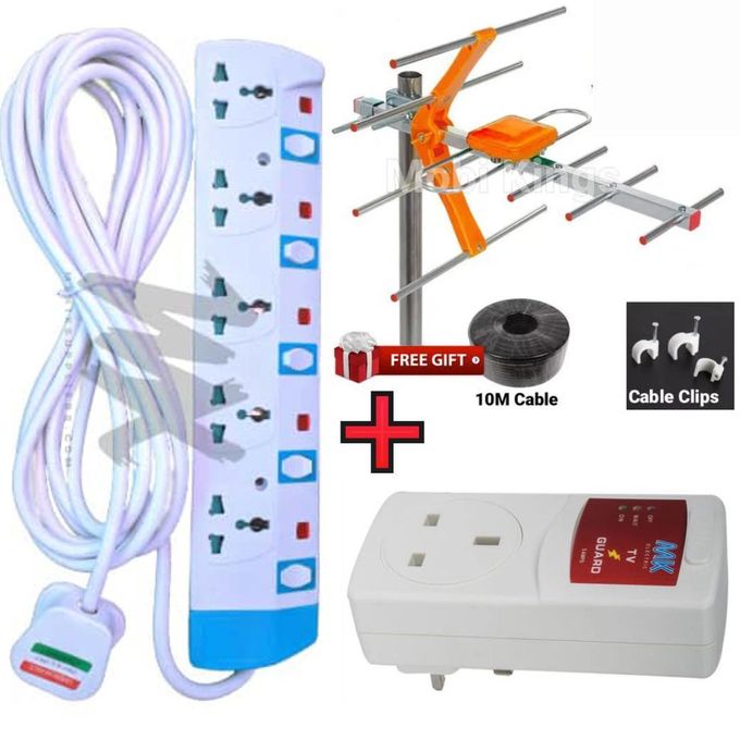 MK QUALITY TV GUARD FOR DIGITAL SMART TV +FREE AERIAL +5 WAY POWER EXTENSION