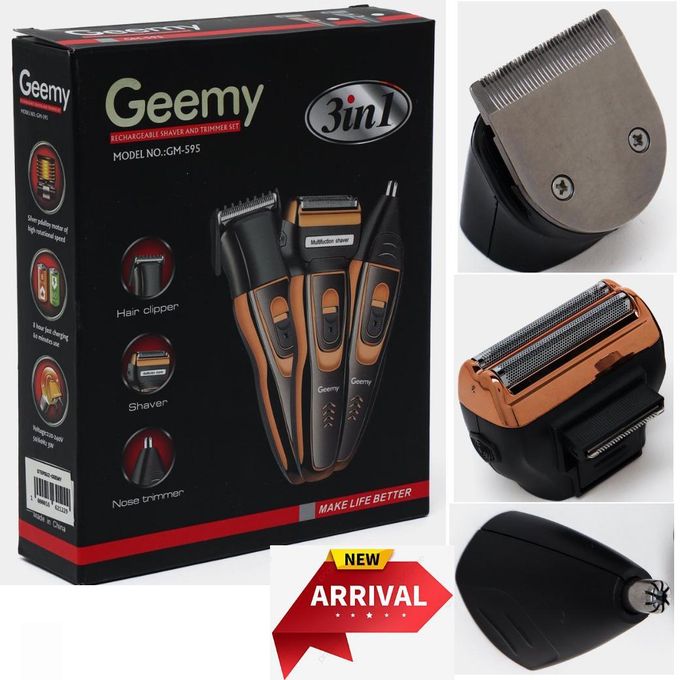 Geemy Professional Hair Clipper Combo Kit – Kinyozi Shaving Machine with 3-in-1 Rechargeable Shaver  – High-Performance Grooming Tools for Barbers and Home Use
