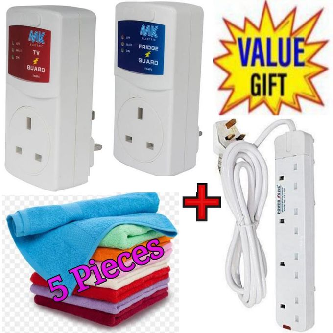 MK TV GUARD AND FRIDGE GUARD+FACE TOWELS+FREE 4 WAY EXTENSION