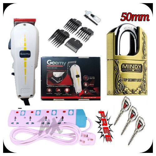 PROFESSIONAL / KINYOZI HAIR CUTTING / SHAVING MACHINE // Geemy New Hair Pro Professional Shaving Machine/ Kinyozi+ Free 4 Way Extension & 50MM Mindy Padlock
