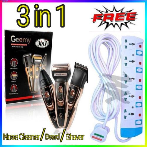 ORGINAL 3 IN1 RECHARGABLE EAR NOSE ELECTRIC SHAVER BEARD FACE EYEBROWS SHAVING NOSE HAIR SAFE SHAVER // Geemy Shaving Machine 3 In 1 Smoother,Nose + Free 5 Way