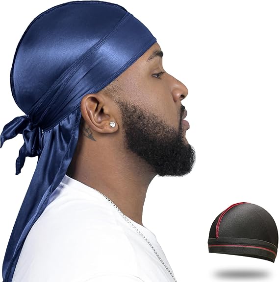 Imported Non Easy To Tear Silky Durag for Men Waves Silk Dorag for Men Women