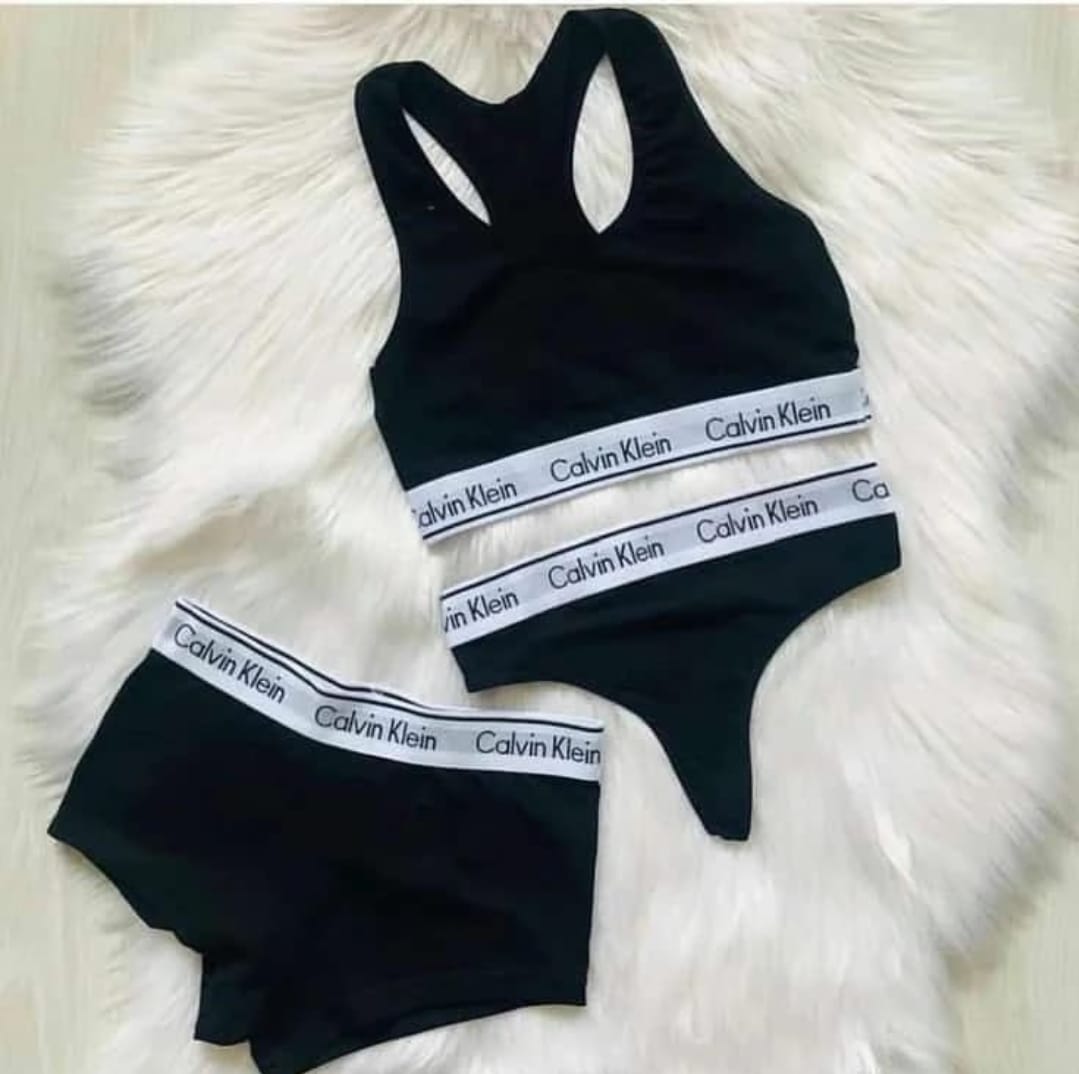 Calvin Klein 3-Piece Women's Underwear Set; Seamless Thong, Hotpant and Sportsbra - Sexy and Comfortable Ladies Briefs Lingerie