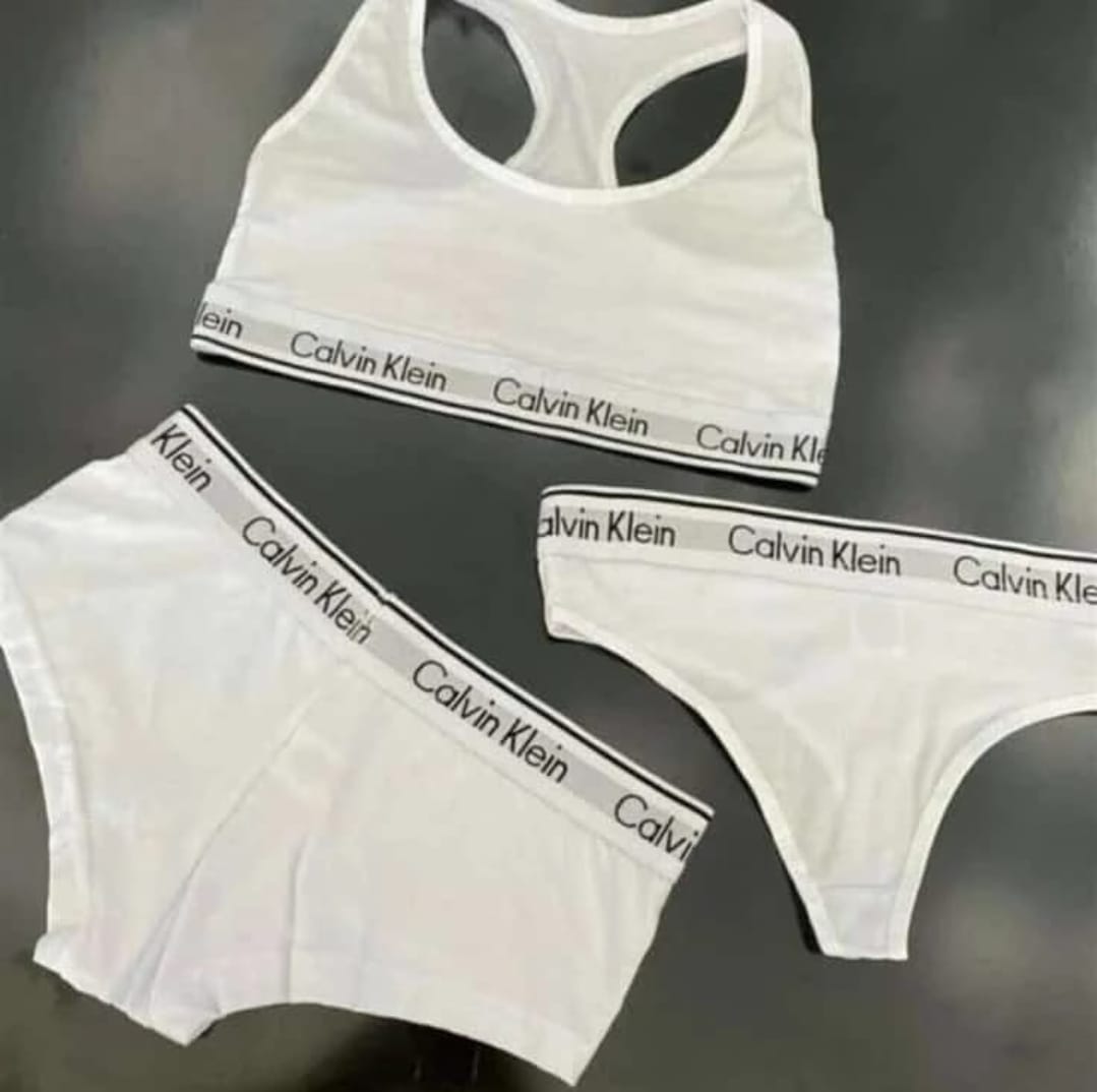Calvin Klein 3-Piece Women's Underwear Set; Seamless Thong, Hotpant and Sportsbra - Sexy and Comfortable Ladies Briefs Lingerie