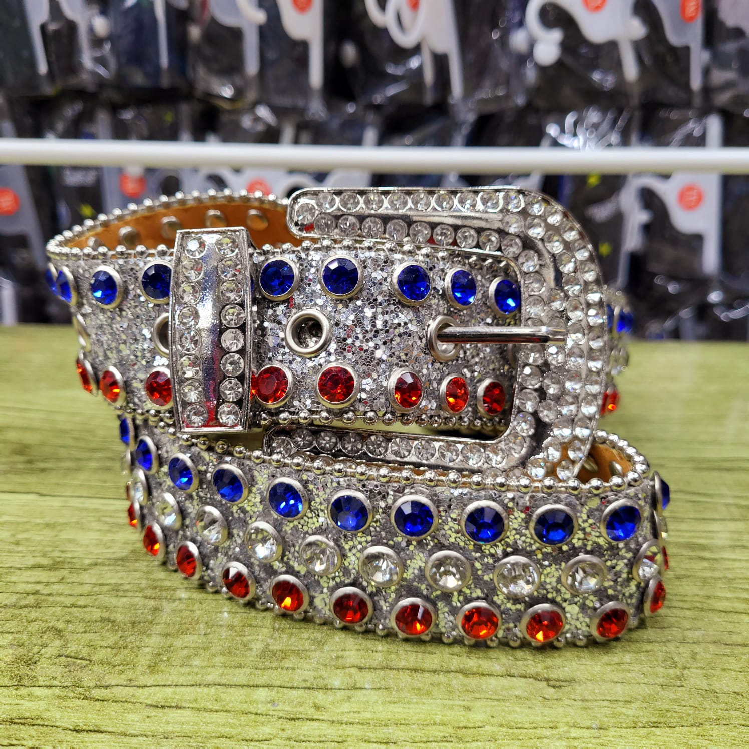 New Bling BB Studded Belt Y2K Belt with Large Buckle