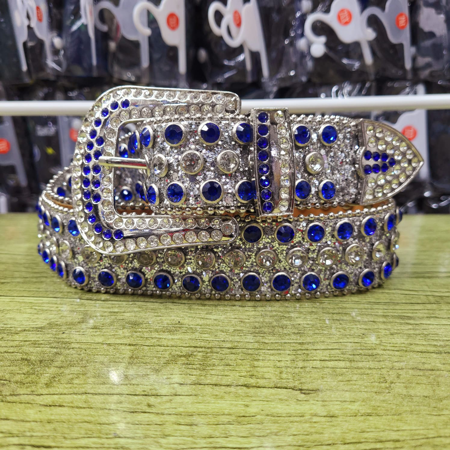 Best quality Haitpant Blue Rhinestone Belt Designer Belt Men Luxury Strap Crystal Belt Western Cowboy Cowgirl Studded Belt