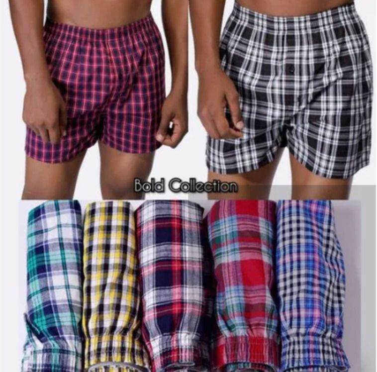 6 Pcs Checked Men's Boxer Shorts-100% Cotton