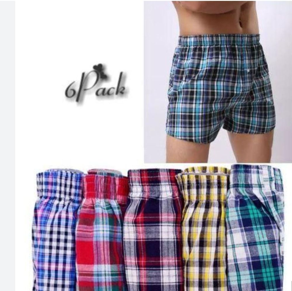 6Pcs Finest Quality Pure Cotton Checked Men's Boxers Very Comfortable Plaid Men Underwear