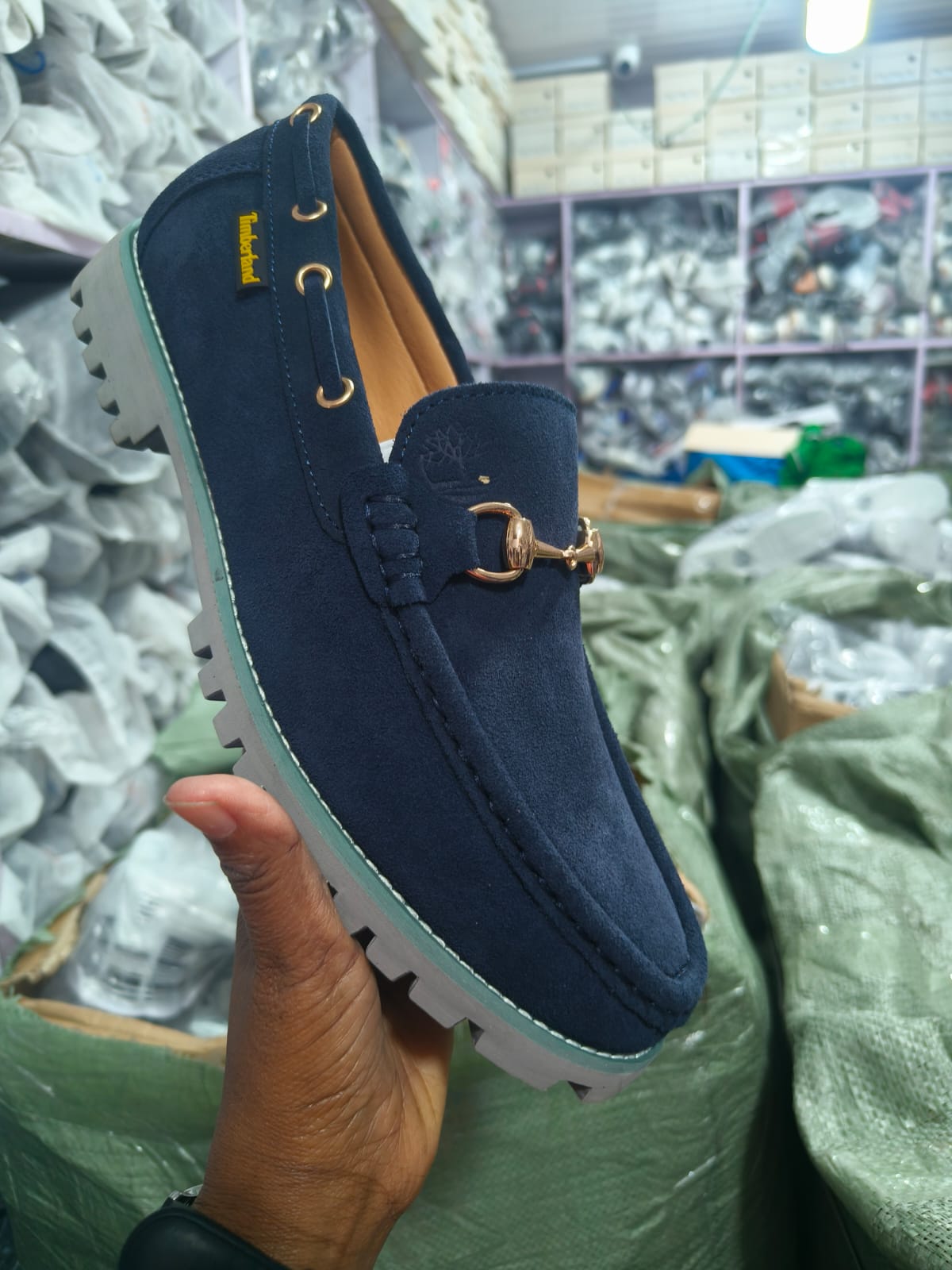 Timberland Fashionable Men's Luxury Suede Loafers with Metal Buckle.