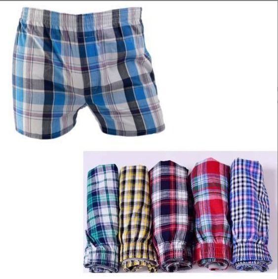 6 Pcs Premium Men’s Checked Cotton Boxers – Soft, Breathable, Mid-Waist Comfort Underwear