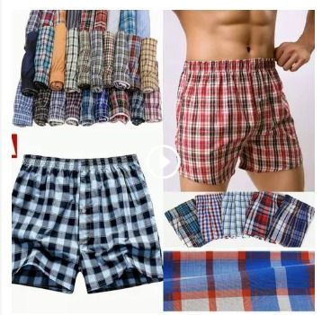 6 Pcs Premium Men’s Checked Cotton Boxers – Soft, Breathable, Mid-Waist Comfort Underwear
