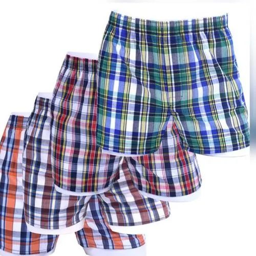 6 Pcs Premium Men’s Checked Cotton Boxers – Soft, Breathable, Mid-Waist Comfort Underwear