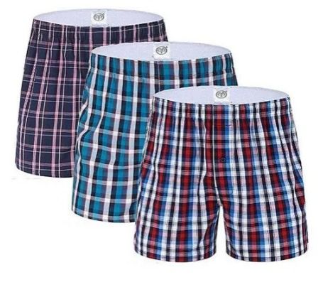 6 Pcs Checked Men's Boxer Shorts-100% Cotton