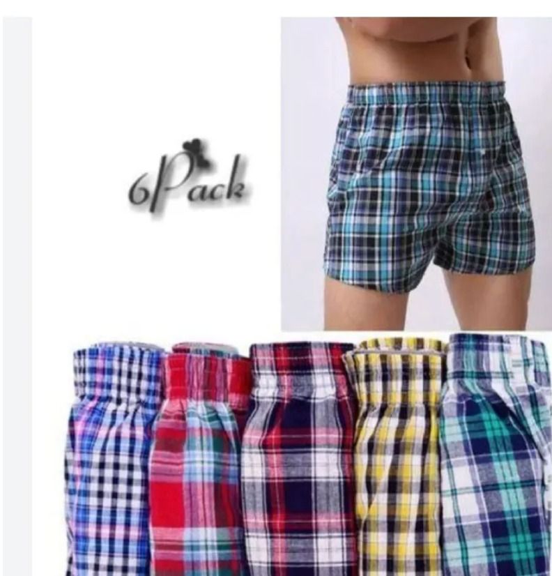 6 Pcs Checked Men's Boxer Shorts-100% Cotton