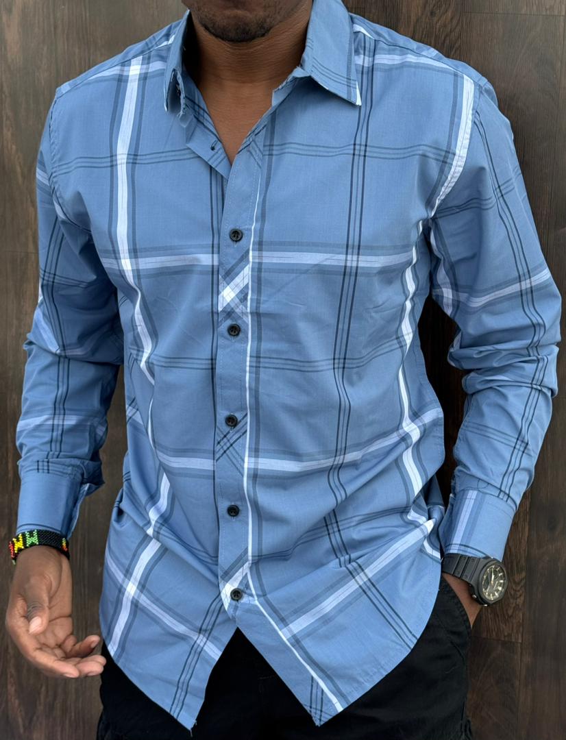 High Quality Trendy Official men's long-sleeve Cotton button-down shirt.