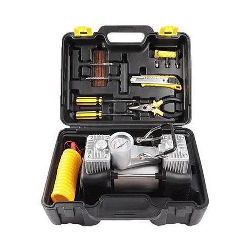 CLEARANCE OFFER Heavy Duty Double Cylinder Car Air Compressor, Tire Pump Auto Inflator, Emergency Tyre Repair Kits