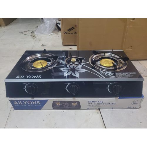CLEARANCE OFFER AILYONS Tabletop Gas Cookers 3 Burner Glass Top Gas Stove