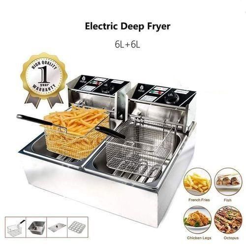 CLEARANCE OFFER Globalstar Global star' Double Tank 6+6LT CHIPS/CHICKEN Stainless Steel double Deep Fryer