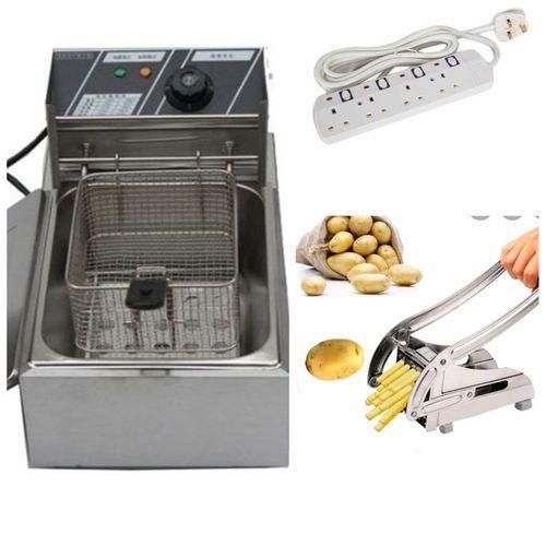 CLEARANCE OFFER Nunix STAINLESS STEEL Electric Deep Fryer + CHIPS CUTTER & Socket