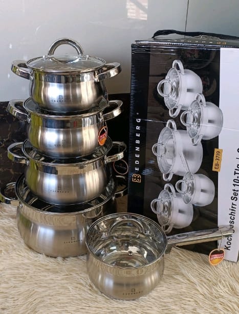 CLEARANCE OFFER 10 pieces Edenberg EB-3719 stainless steel  cookware set