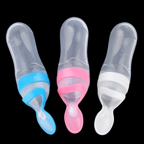 CLEARANCE OFFER Baby Silicone Squeeze Feeding Bottle Spoon FoodCereal Feeder .