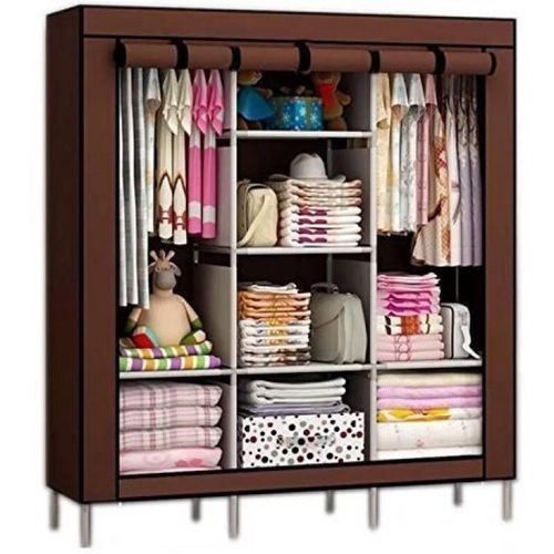 CLEARANCE OFFER Very Strong 3 Columns Portable Wooden Wardrobe-