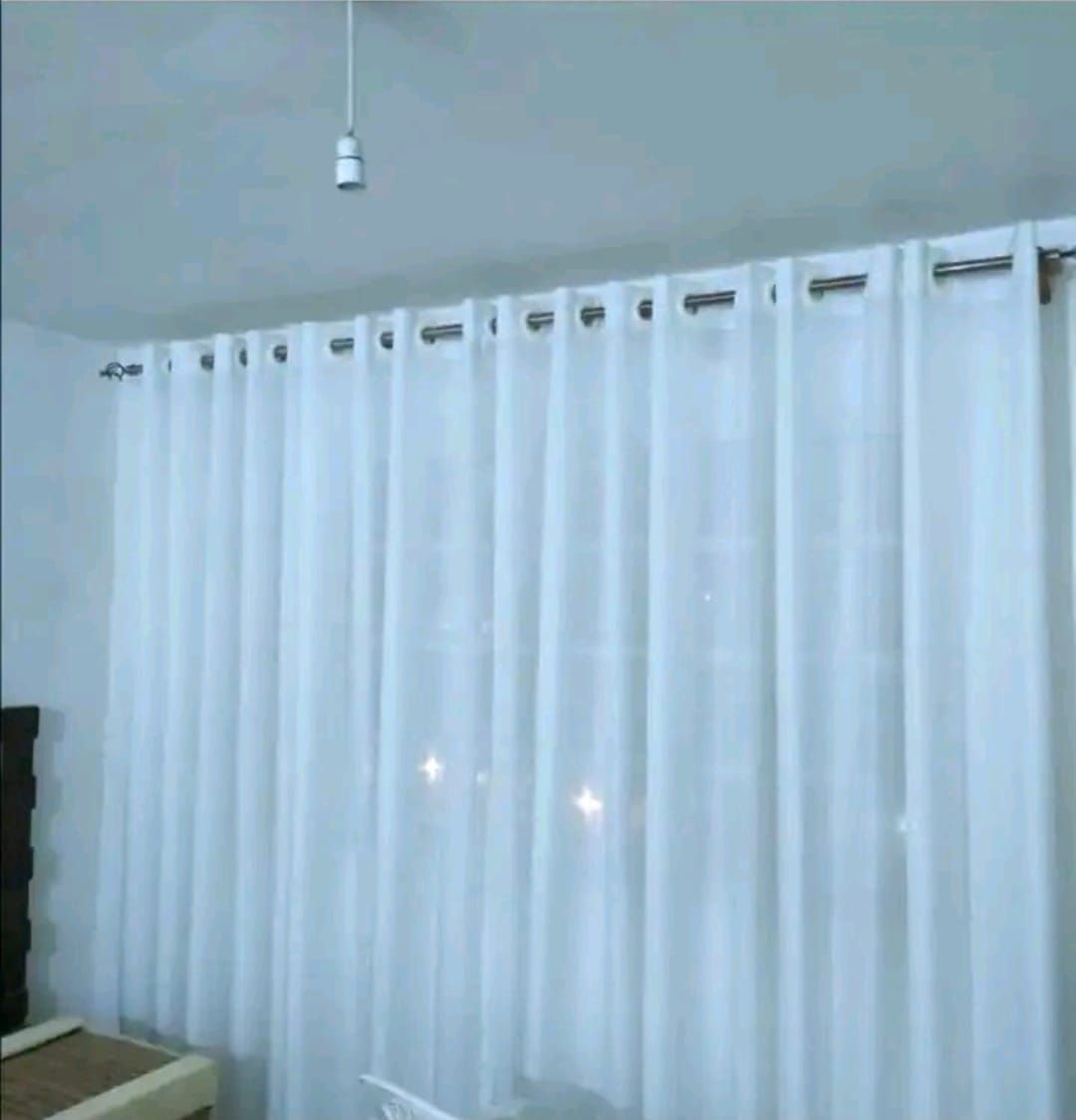 OFFER!! 3M Solid white sheer  plain curtain for Living room & bedroom - Light filtering for Curtains and Window Curtain