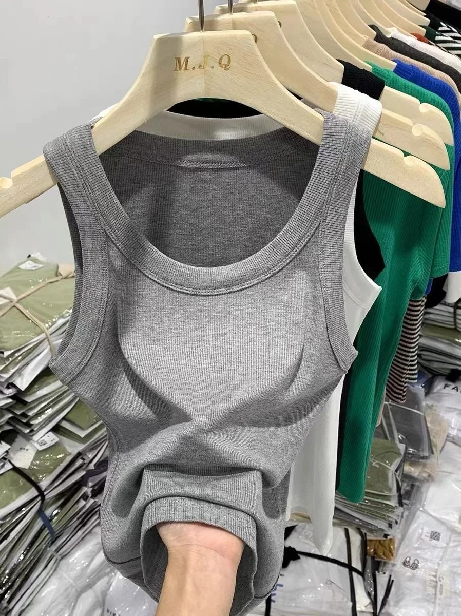 New Camisole vest Women Tops T-shirts Small Tank top slim Women's Cotton Ladies Girls' Suspended Vest Female Camisole wearoutside sleeveless threaded t-shirt  Running Gym Yoga Lingerie Clothing Dresse