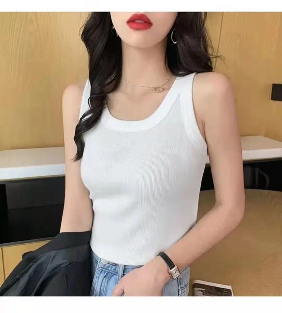 New Camisole vest Women Tops T-shirts Small Tank top slim Women's Cotton Ladies Girls' Suspended Vest Female Camisole wearoutside sleeveless threaded t-shirt  Running Gym Yoga Lingerie Clothing Dresse