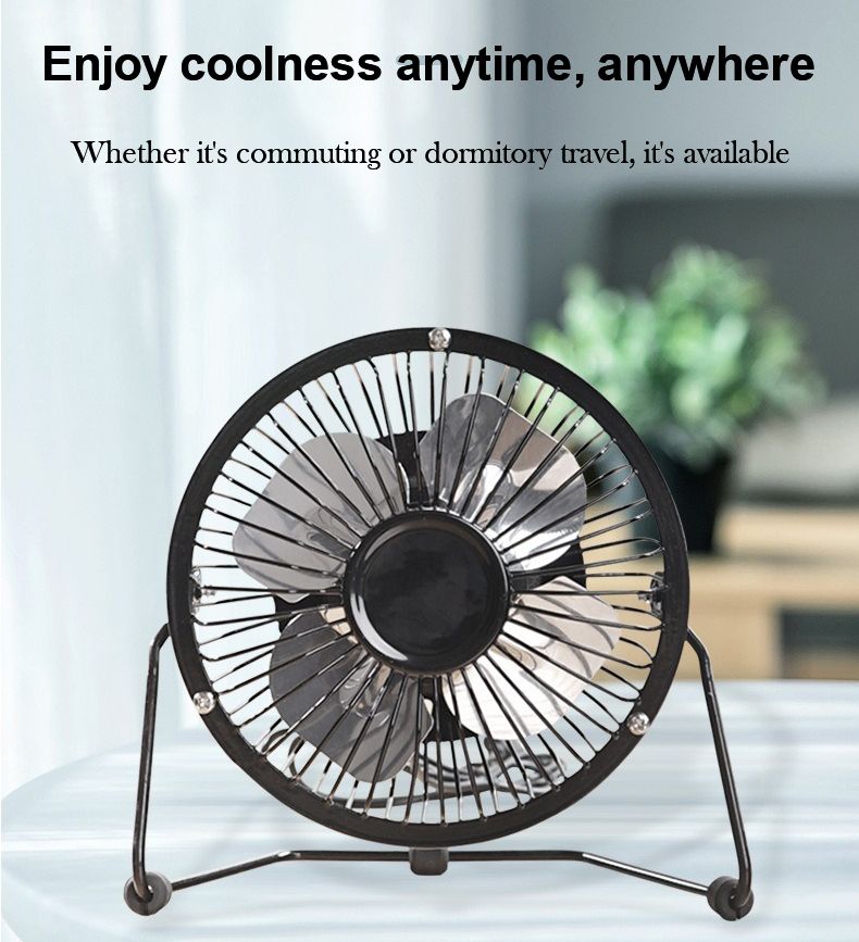 6 Inch Portable USB consumption small fan metal table fan 360° rotation mini fans desktop bass electric fandissipate heat Cooler Cooling Fan for students office workers for PC / Notebook Air cooled