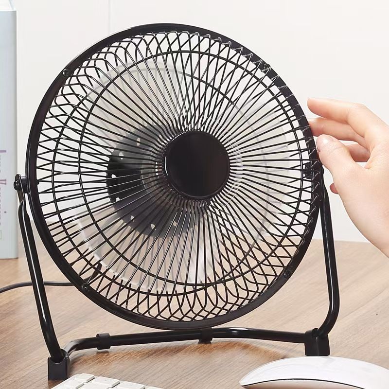 6 Inch Portable USB consumption small fan metal table fan 360° rotation mini fans desktop bass electric fandissipate heat Cooler Cooling Fan for students office workers for PC / Notebook Air cooled