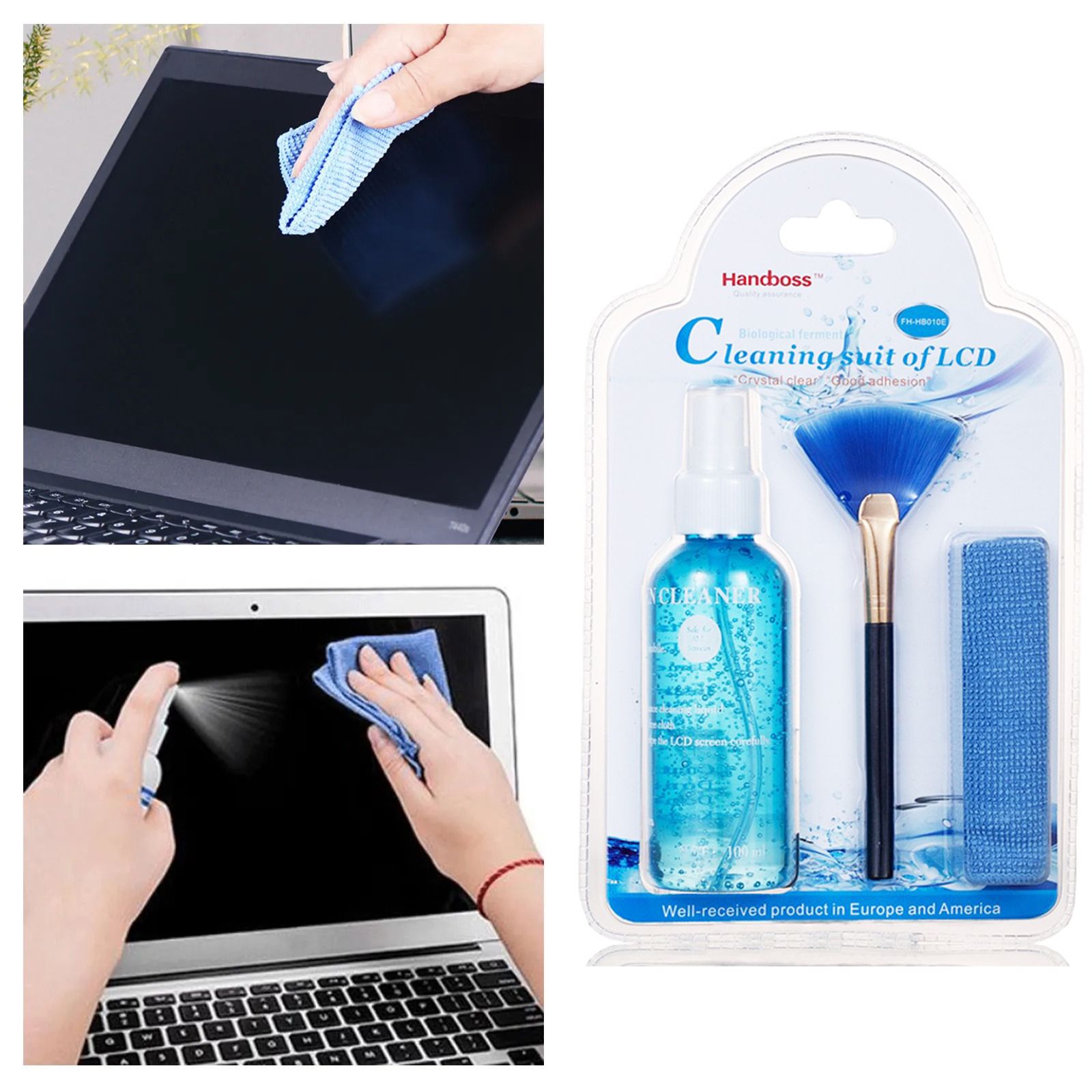 3 in 1 TV And Mobile Phone And Laptop Monitor Computer LCD Screen Cleaner Digital Camera Screen Cleaning Mobile Phone Screen Cleaning Kit CD Scanner Keyboard Cleaning Tools Protective Agents