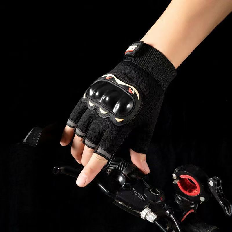 Half-finger gloves motorcycle Protective shell gloves open-finger tactics gloves Cycling Gloves Hard Knuckle Rubber protection Fitness Barbell Equipment Weightlifting riding climbing Touch Screen